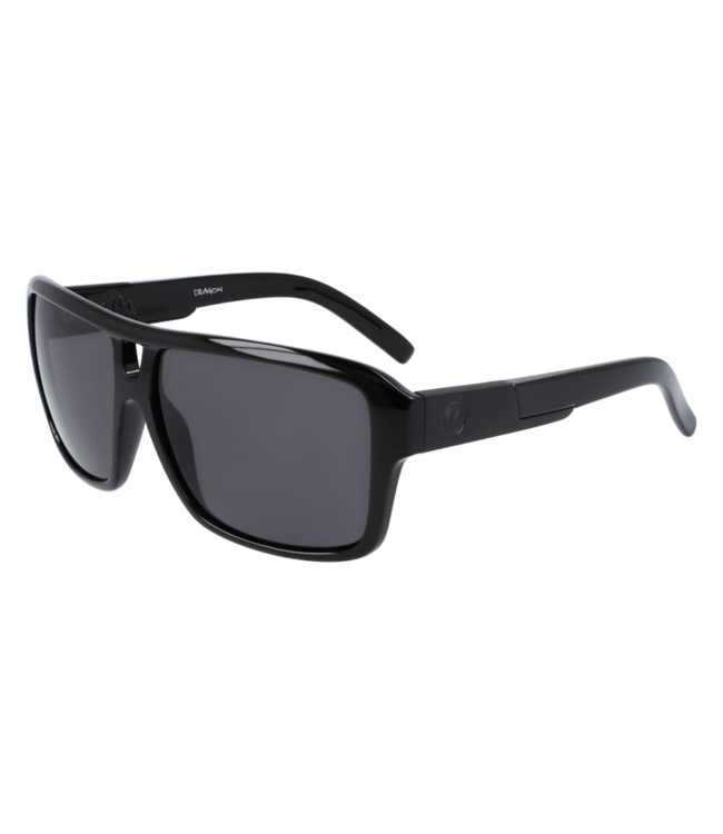 DRAGON THE JAM SHINY BLACK SUNGLASSES w/ LL SMOKE POLAR LENS