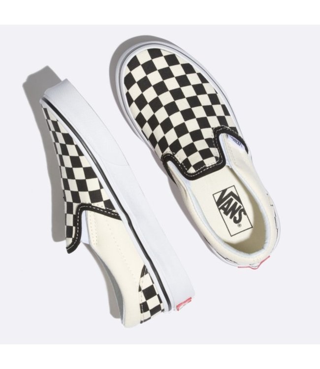 VANS YOUTH CLASSIC SLIP-ON SHOES CHECKERBOARD BLACK/TRUE WHITE