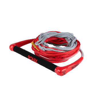 RONIX RONIX SURF ROPE 2.0 HIDE GRIP 65' 4-SECTION ROPE AND HANDLE COMBO RED/GRY 2022
