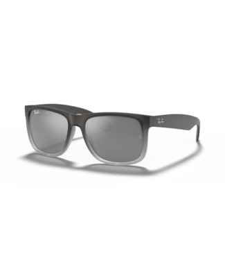 RAY BAN RAY-BAN JUSTIN SUNGLASSES RUBBER GREY ON CLEAR GREY LIGHT w/ GREY MIRROR SILVER LENS