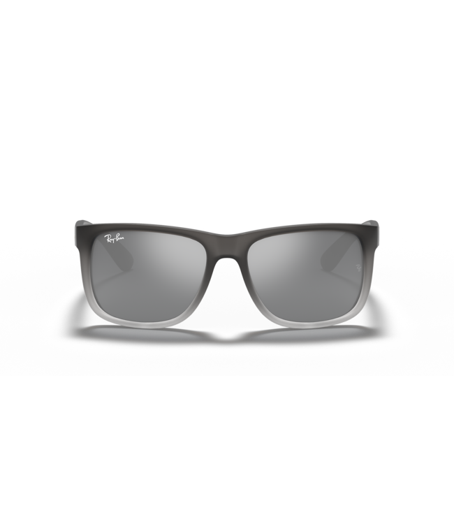 RAY-BAN JUSTIN SUNGLASSES RUBBER GREY ON CLEAR GREY LIGHT w/ GREY MIRROR SILVER LENS