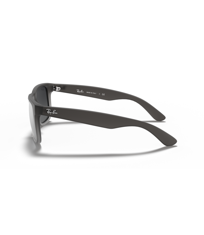 RAY-BAN JUSTIN SUNGLASSES RUBBER GREY ON CLEAR GREY LIGHT w/ GREY MIRROR SILVER LENS