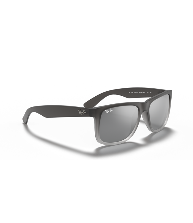 RAY-BAN JUSTIN SUNGLASSES RUBBER GREY ON CLEAR GREY LIGHT w/ GREY MIRROR SILVER LENS