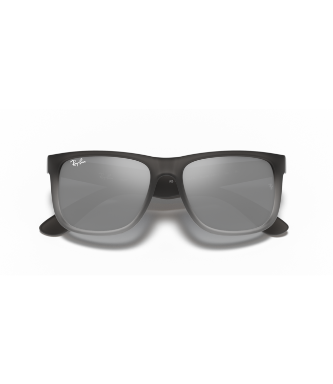 RAY-BAN JUSTIN SUNGLASSES RUBBER GREY ON CLEAR GREY LIGHT w/ GREY MIRROR SILVER LENS