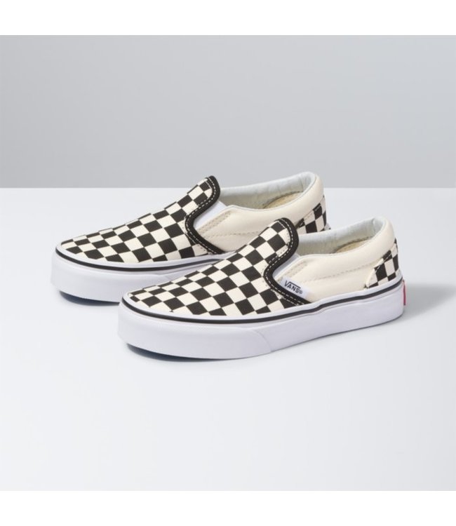 VANS YOUTH CLASSIC SLIP ON SHOE CHECKERBOARD BLACK WHITE