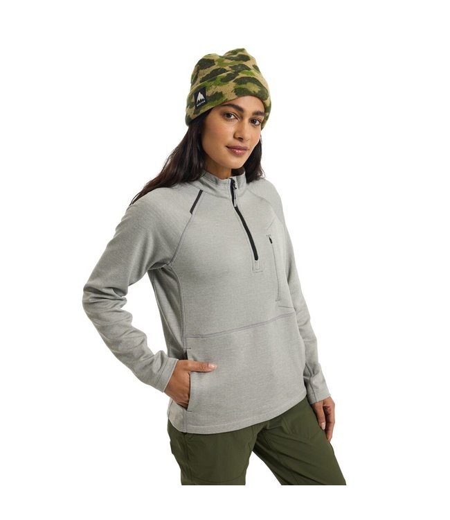 BURTON WMNS MULTIPATH GRID 1/4 ZIP FLEECE SHARKSKIN 2023