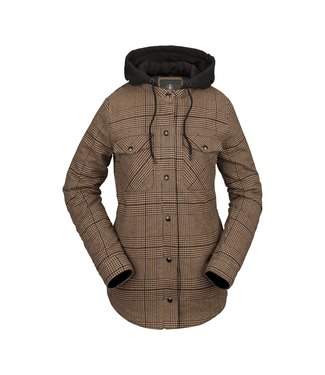 VOLCOM VOLCOM WOMENS HOODED FLANNEL JACKET CARAMEL 2023