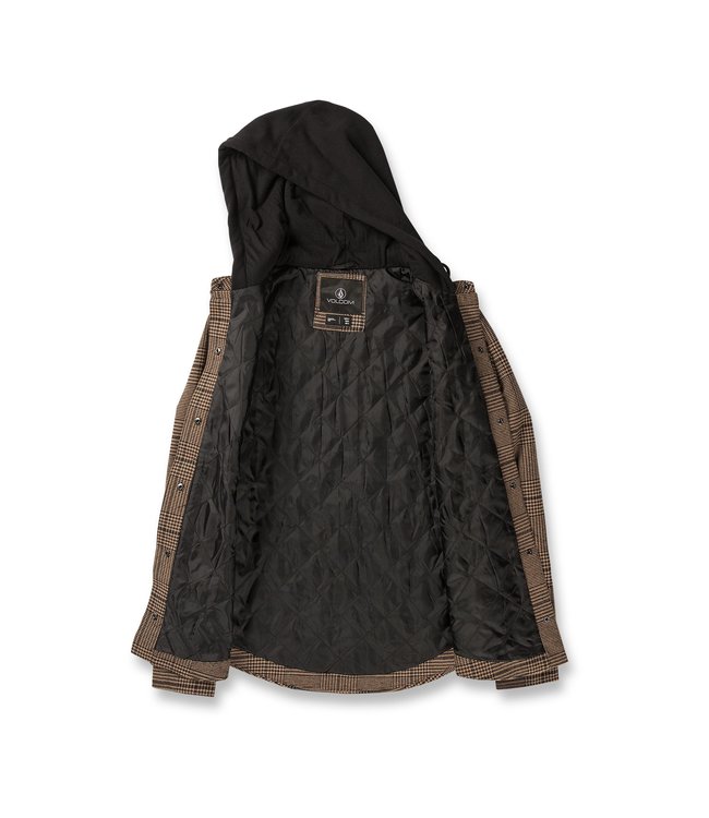 VOLCOM WOMENS HOODED FLANNEL JACKET CARAMEL 2023