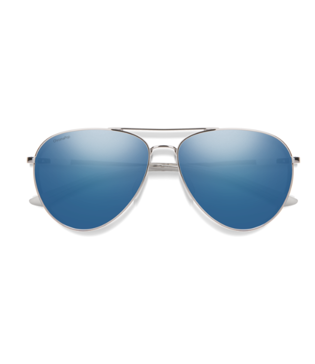 SMITH LAYBACK SILVER SUNGLASSES W/CHROMAPOP POLARIZED BLUE MIRROR LENS