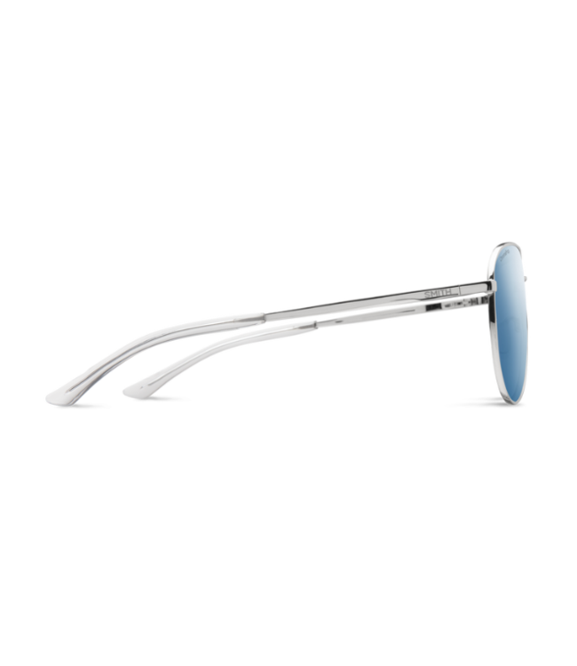 SMITH LAYBACK SILVER SUNGLASSES W/CHROMAPOP POLARIZED BLUE MIRROR LENS