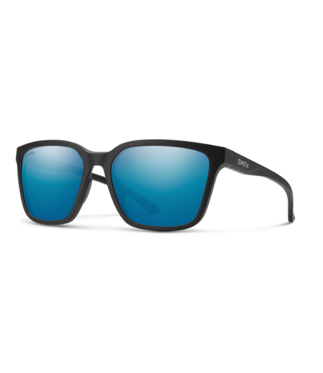 SMITH SHOUTOUT MATTE BLACK SUNGLASSES W/CHROMAPOP POLARIZED BLUE MIRROR LENS