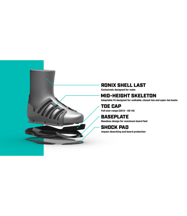 RONIX MENS WAKEBOARD BOOT DIVIDE STG 1 BLACK 2023