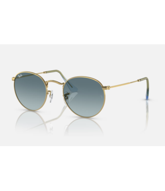 RAY BAN RAY-BAN ROUND METAL SUNGLASSES GOLD w/BLUE GRADIENT GREY