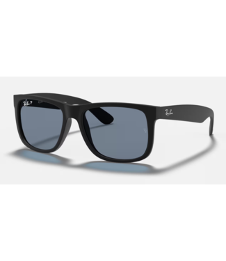 RAY BAN RAY-BAN JUSTIN SUNGLASSES RUBBER BLACK w/ DARK BLUE LENS