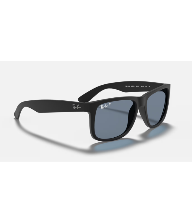 RAY-BAN JUSTIN SUNGLASSES RUBBER BLACK w/ DARK BLUE LENS