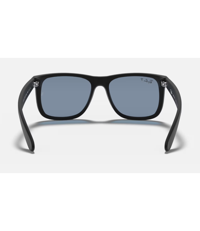 RAY-BAN JUSTIN SUNGLASSES RUBBER BLACK w/ DARK BLUE LENS