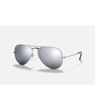 RAY BAN RAY-BAN AVIATOR LARGE METAL SUNGLASSES SLVR w/ POLARIZED DARK GREY MIRROR LENS