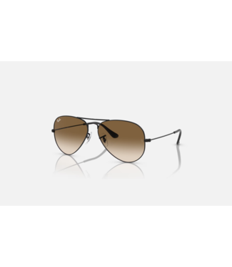 RAY BAN RAY-BAN AVIATOR LARGE METAL SUNGLASSES BLACK w/ CLEAR GRADIENT BROWN LENS