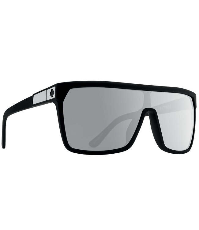 SPY FLYNN SOFT MATTE BLACK SUNGLASSES w/ HAPPY GREY GREEN POLARIZED SILVER SPECTRA MIRROR