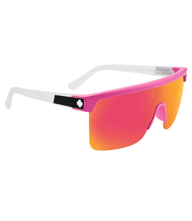 SPY FLYNN 5050 SUNGLASSES MATTET PINK MATTE TRANSLUCENT WHITE w/ HAPPY BRONZE PINK MIRROR