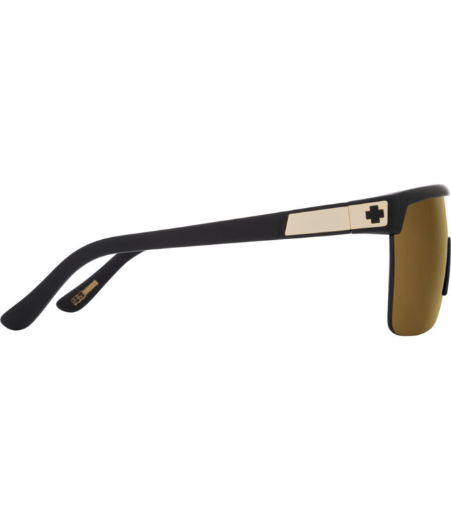 SPY FLYNN 5050 SUNGLASSES 25 ANNIVERSARY MATTE BLACK GOLD w/ HD PLUS BRONZE w/ GOLD SPECTRA MIRROR
