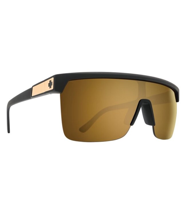 SPY FLYNN 5050 SUNGLASSES 25 ANNIVERSARY MATTE BLACK GOLD w/ HD PLUS BRONZE w/ GOLD SPECTRA MIRROR