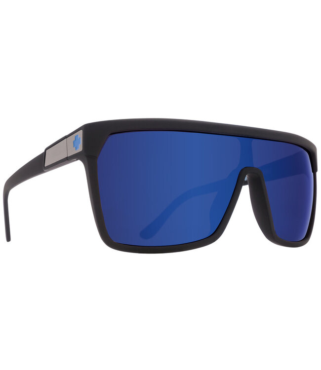 SPY FLYNN SOFT MATTE BLACK SUNGLASSES w/ HAPPY BRONZE DARK BLUE SPECTRA MIRROR