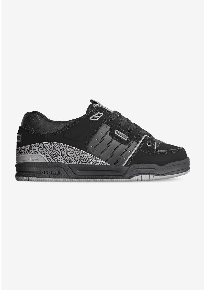 GLOBE MENS FUSION SHOE BLACK GREY STIPPLE ONE Boardshop