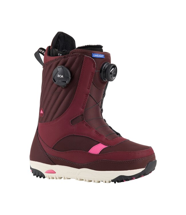 BURTON WOMENS LIMELIGHT BOA SNOWBOARD BOOTS ALMANDINE/ST WHITE 2024
