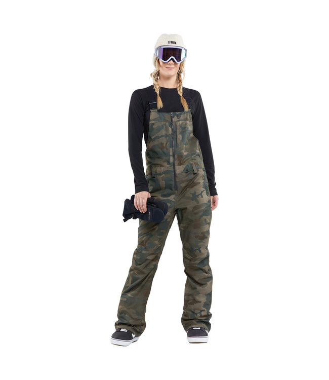VOLCOM WOMENS SWIFT BIB OVERALL PANT CLOUDWASH CAMO 2024