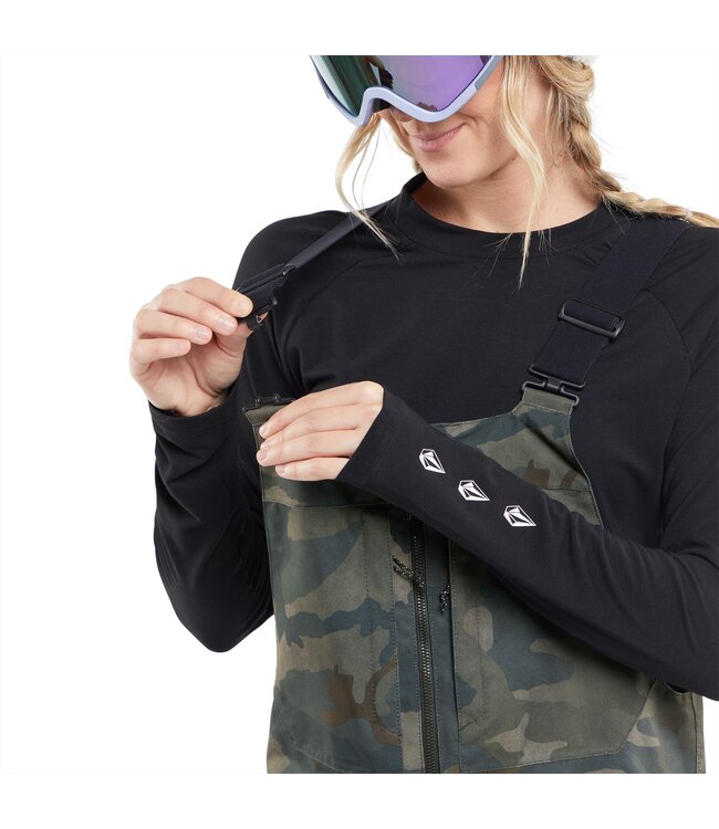 VOLCOM WOMENS SWIFT BIB OVERALL PANT CLOUDWASH CAMO 2024