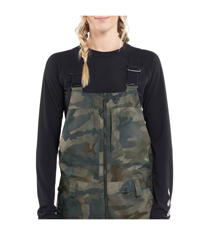 VOLCOM WOMENS SWIFT BIB OVERALL PANT CLOUDWASH CAMO 2024