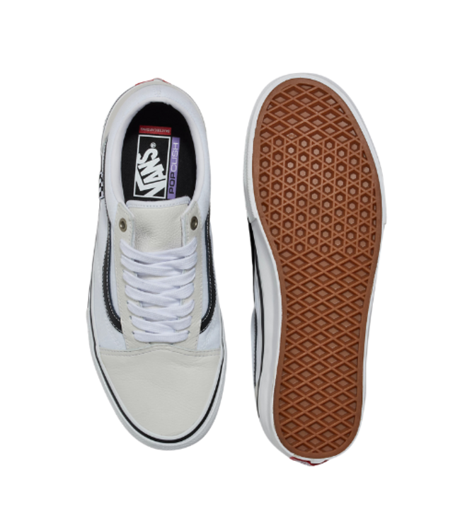 VANS MENS SKATE OLD SKOOL LEATHER SHOE WHITE/WHITE