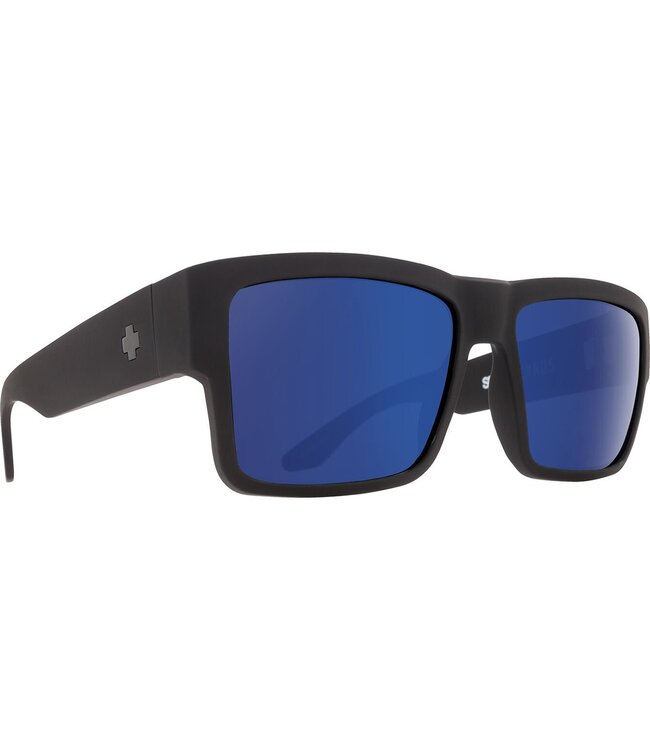 SPY CYRUS SOFT MATTE BLACK SUNGLASSES w/ HAPPY BRONZE BLUE SPECTRA MIRROR