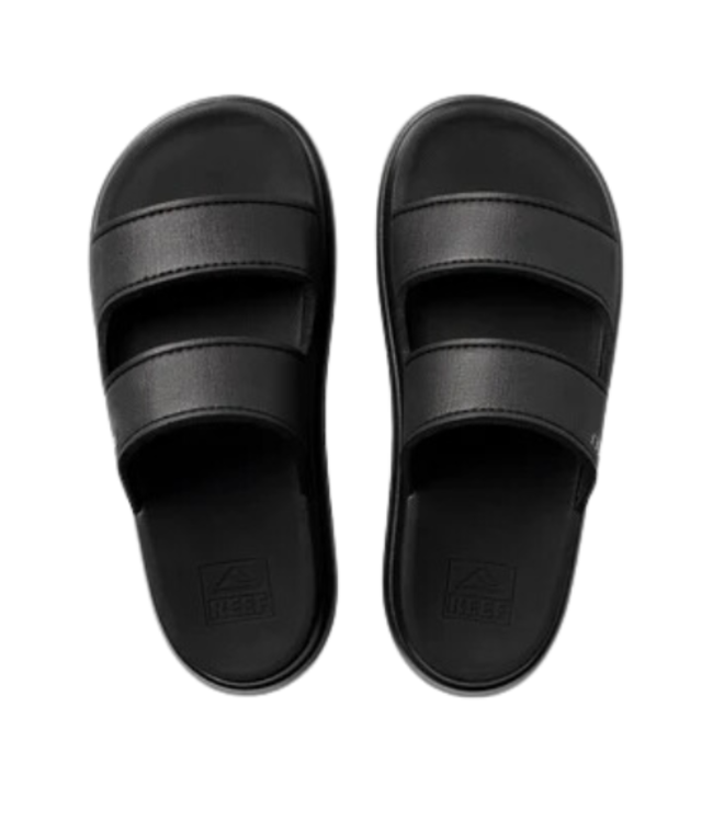 REEF WOMENS CUSHION BONDI 2 BAR SANDALS BLACK/BLACK