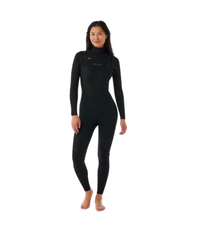 RIP CURL WOMENS DAWN PATROL 3/2 CHEST ZIP WETSUIT BLACK