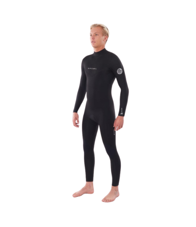 RIP CURL MENS DAWN PATROL 4/3 BACK ZIP STEAMER WETSUIT BLACK