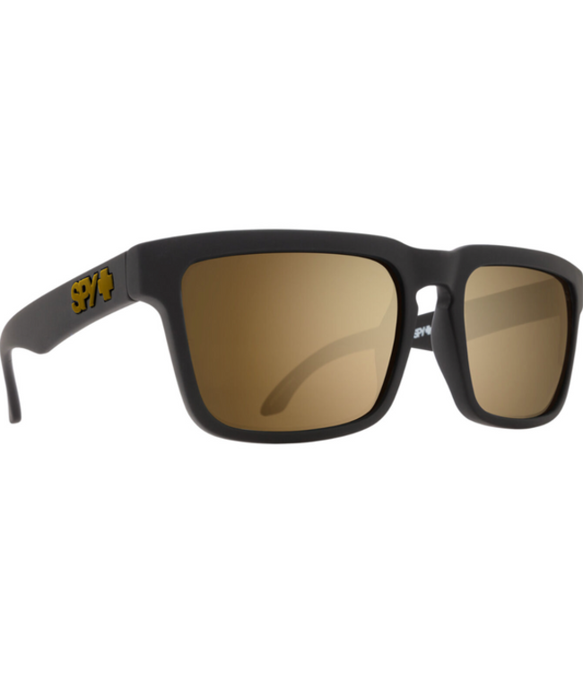 SPY HELM MATTE BLACK SUNGLASSES w/ HD PLUS BRONZE POLAR GREEN SPECTRA MIRROR