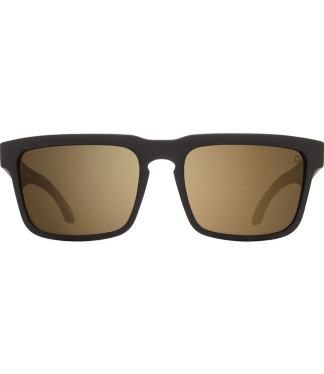 SPY HELM MATTE BLACK SUNGLASSES w/ HD PLUS BRONZE POLAR GREEN SPECTRA MIRROR