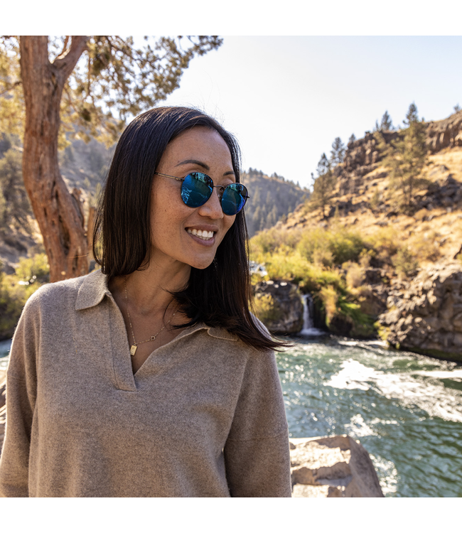 SUNCLOUD BRIDGE CITY GUN METAL SUNGLASSES w/ BLUE MIRROR POLAR