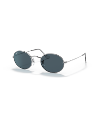 RAY BAN RAY-BAN OVAL SUNGLASSES SILVER w/ BLUE