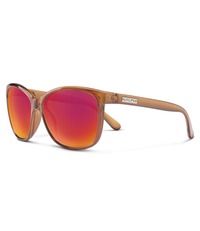 SUNCLOUD SASHAY CRYSTAL AMBER SUNGLASSES w RED MIRROR POLAR ONE Boardshop