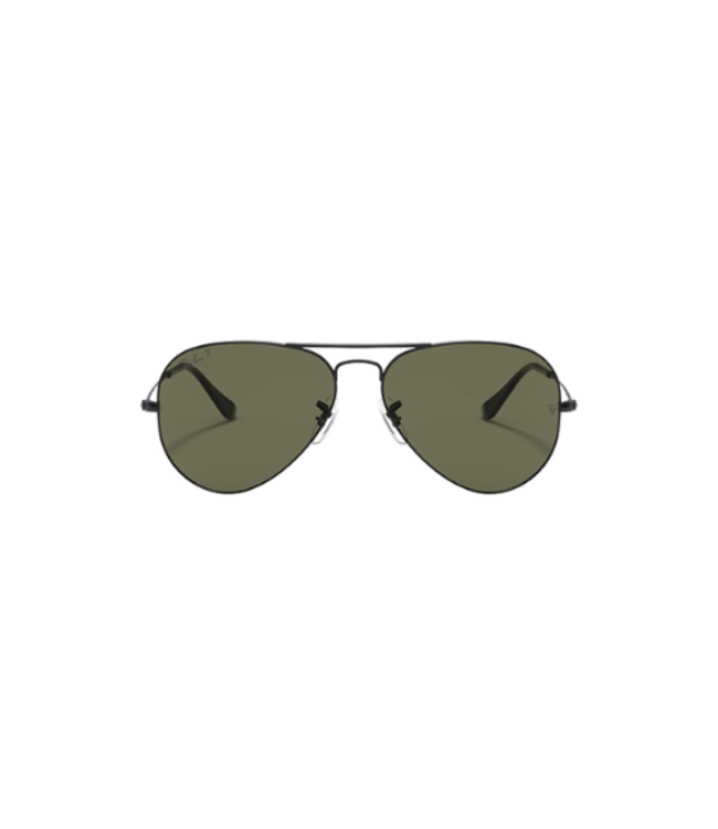 RAY-BAN RB3025 AVIATOR LARGE METAL SUNGLASSES BLACK w/ G-15 GREEN