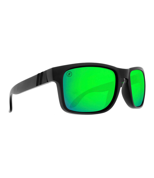 BLENDERS CANYON CELTIC LIGHT MATTE BLACK SUNGLASSES w/ GREEN POLAR