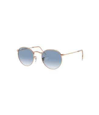 RAY BAN RAY-BAN ROUND METAL SUNGLASSES ROSE GOLD w/ CLEAR GRADIENT BLUE
