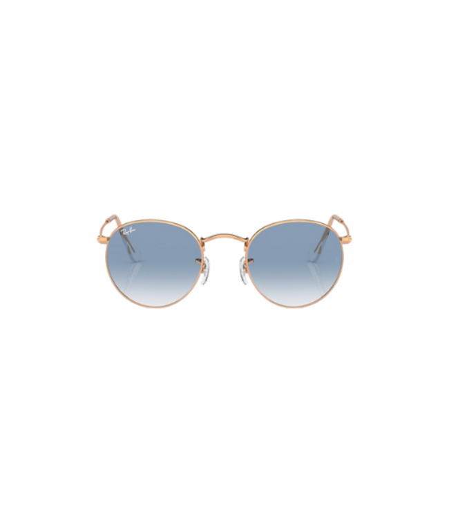 RAY-BAN ROUND METAL SUNGLASSES ROSE GOLD w/ CLEAR GRADIENT BLUE