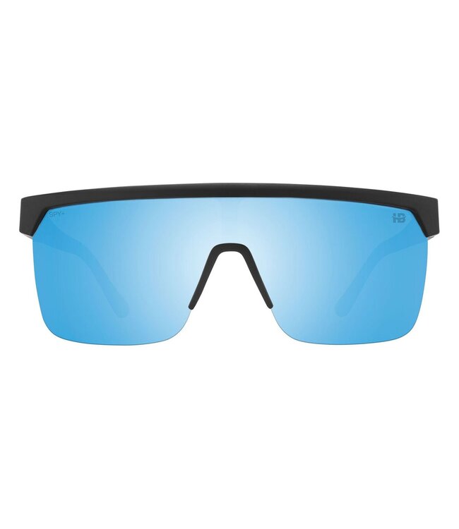 SPY FLYNN 5050 MATTE BLACK SUNGLASSES w/ HAPPY BOOST POLAR ICE BLUE SPECTRA MIRROR