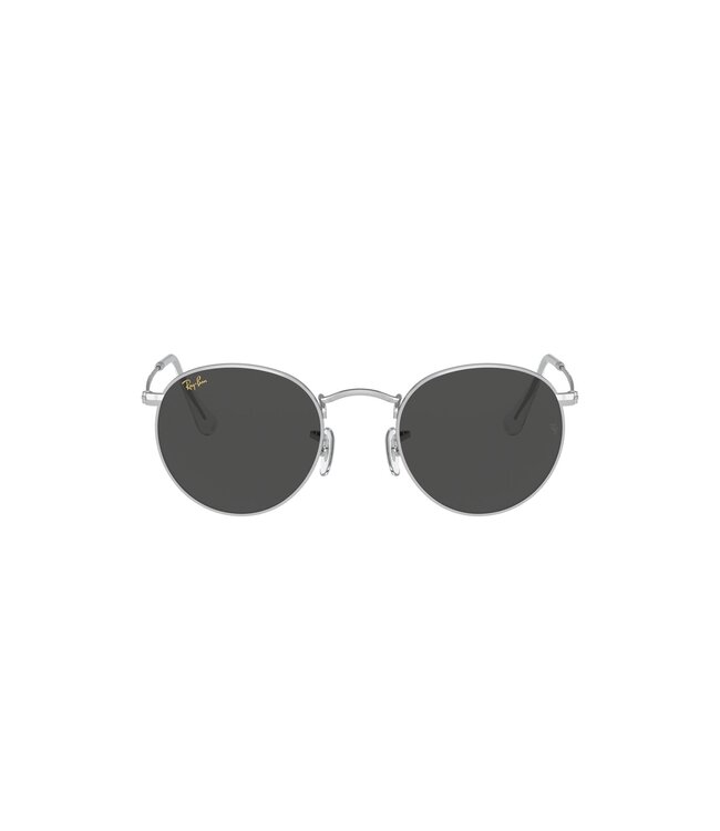 RAY-BAN ROUND METAL SUNGLASSES SILVER w/ DARK GREY