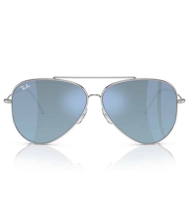 RAY-BAN RBR0101 AVIATOR REVERSE SILVER SUNGLASSES w/ DARK GREY MIRROR TURQUOISE