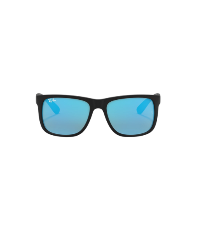 RAY-BAN RB4165 JUSTIN SUNGLASSES RUBBER BLACK w/ BLUE FLASH